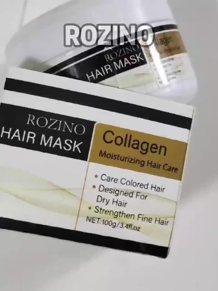 ROZINO Collagen Hair Mask - 100g, Moisturizing & Smoothing for Dry, Frizzy Hair, Long-Lasting Fragrance, Hydration Boost with Glycerin, Adult Formula, Moisturizing Hair Mask | Sleek Packaging
