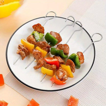 1pc, Air Fryer Rack With 4 Skewers, 19.0cm X 19.0cm X 6.99cm, Nonstick Stainless Steel Dehydrator Rack, Square Air Fryer Baking Rack, Baking Tools, Kitchen Gadgets, Kitchen Accessories