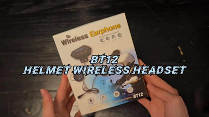 Wireless 12, Wireless Motorcycle Helmet Earphone Headset Hands-free Call Kit Stereo Music Player Speaker