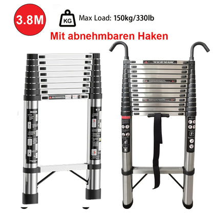 150kg Stainless Steel Ladder, 5m 4.4m 3.8m 3.2m 2.6m Telescopic Folding Ladder, Portable Safety Ladder, Suitable for Renovation And Maintenance, Garden Pruning, Orchard Picking, Warehouse Stocking, Ladder for Home, A Shape Ad