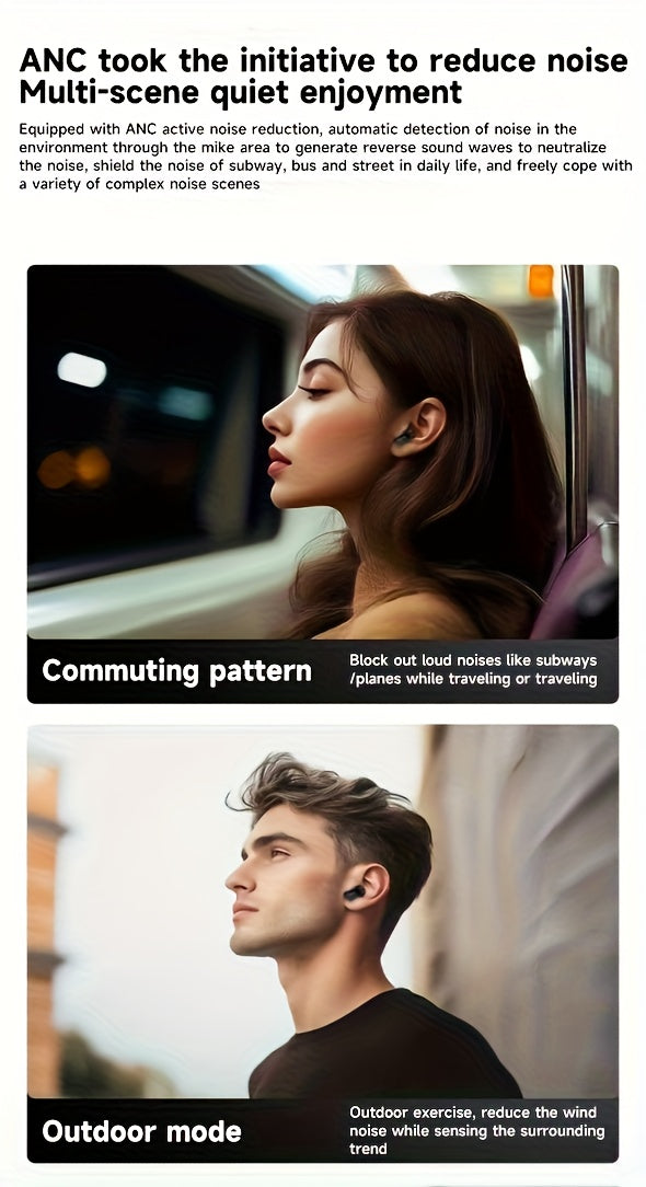 For Philips Active Noise-Cancelling Wireless Headphones with Single-Click Left Ear Adjustment, Dual HD Microphones, Sport-Style In-Ear Design, USB-C Charging, 10W Max Output, 5W Min Output, 36V Safe Voltage, Compatible with f