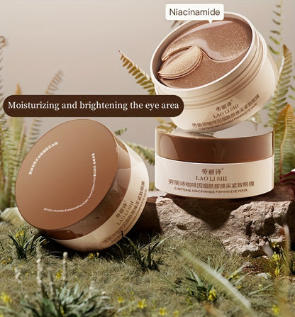 60pcs Caffeine & Peptide Eye Masks - Hyaluronic Acid & Niacinamide Infused, Firming & Radiant, Moisturizing for All Complexions, Alcohol-Free Gel Eye Patches