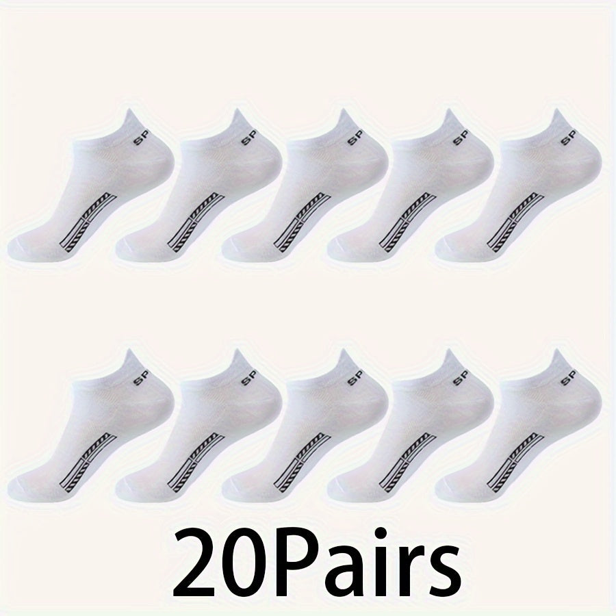 10 Pairs of Unisex No-Show Socks, Combed Cotton Breathable Mesh Casual Athletic Crew, Socks for Work, High Quality Socks for Men, Plus Size Mens Socks, Grippe Socks, Working Socks for Men, Casual Attire, Work Socks, Minimalis