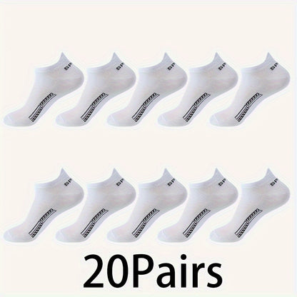 10 Pairs of Unisex No-Show Socks, Combed Cotton Breathable Mesh Casual Athletic Crew, Socks for Work, High Quality Socks for Men, Plus Size Mens Socks, Grippe Socks, Working Socks for Men, Casual Attire, Work Socks, Minimalis