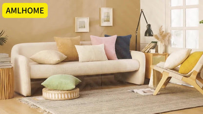 4pcs of mixed pillows (2pcs of square + 2pcs of rectangle) with pillow core, regular surface, all-match wear-resistant corduroy striped pillow, suitable for sofa bedroom living room balcony decoration pillow