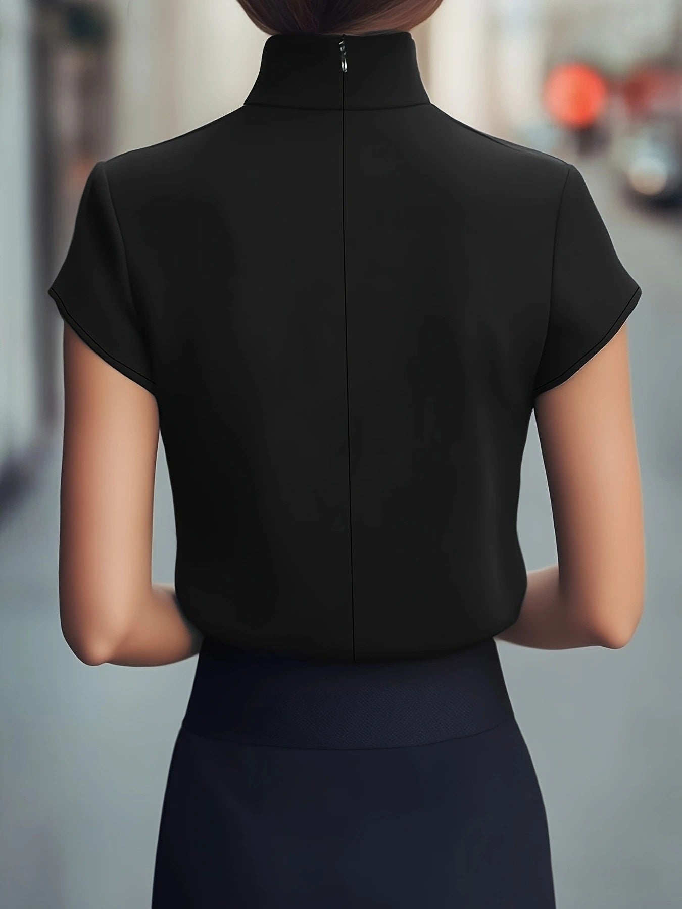 Women'S Elegant Blouse - Rich Purple, High Neck, Smooth Non-See-Through Fabric, All-Season Office & Everyday Shirt for Women - Professional & Formal Events, Versatile Clothing, Sophisticated Style, Highquality Material, Styli