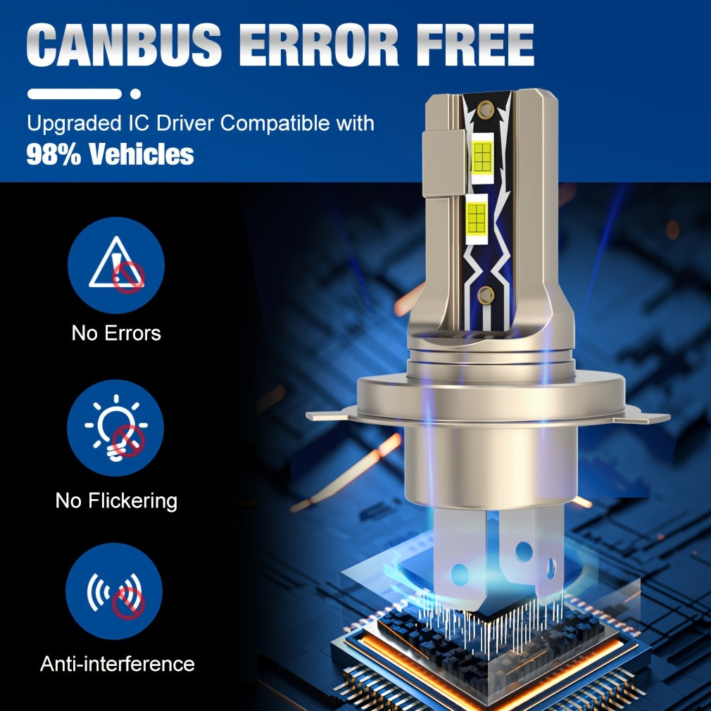 Xstorm 2pcs H4 9003 LED Car Headlight Bulbs, 40W 20000LM 6000K Cool White 500% Brightness H4/9003/HB2 LED Canbus High/Low Beam Moto Head light Auto Motorcycle Lamp 12V Plug And Play, Without Battery