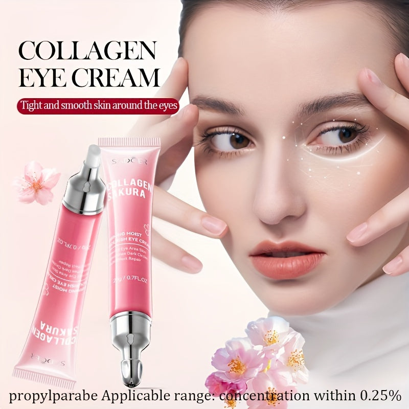 [Top-Rated] Sakura Collagen Eye Cream - 20g, Hydrating & Firming, Reduces Dark Circles & Wrinkles, for All Skin Types, Hypoallergenic with Hyaluronic Acid, Caffeine & Ceramides, Moisturizing & Anti-Aging,, Suitable for Sensit
