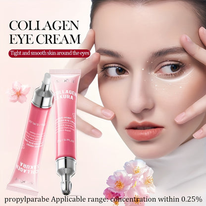 [Top-Rated] Sakura Collagen Eye Cream - 20g, Hydrating & Firming, Reduces Dark Circles & Wrinkles, for All Skin Types, Hypoallergenic with Hyaluronic Acid, Caffeine & Ceramides, Moisturizing & Anti-Aging,, Suitable for Sensit