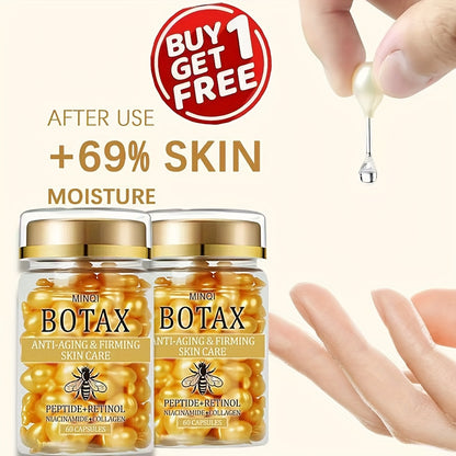 2-Pack of 120 BOTAX Firming Capsules, Skincare Product with Retinol, Collagen, Bee Venom, and Acetyl Cysteine, Enriched with Hyaluronic Acid for Light Beige Tightening, Suitable for All Light Beige Types, Lightweight Texture,