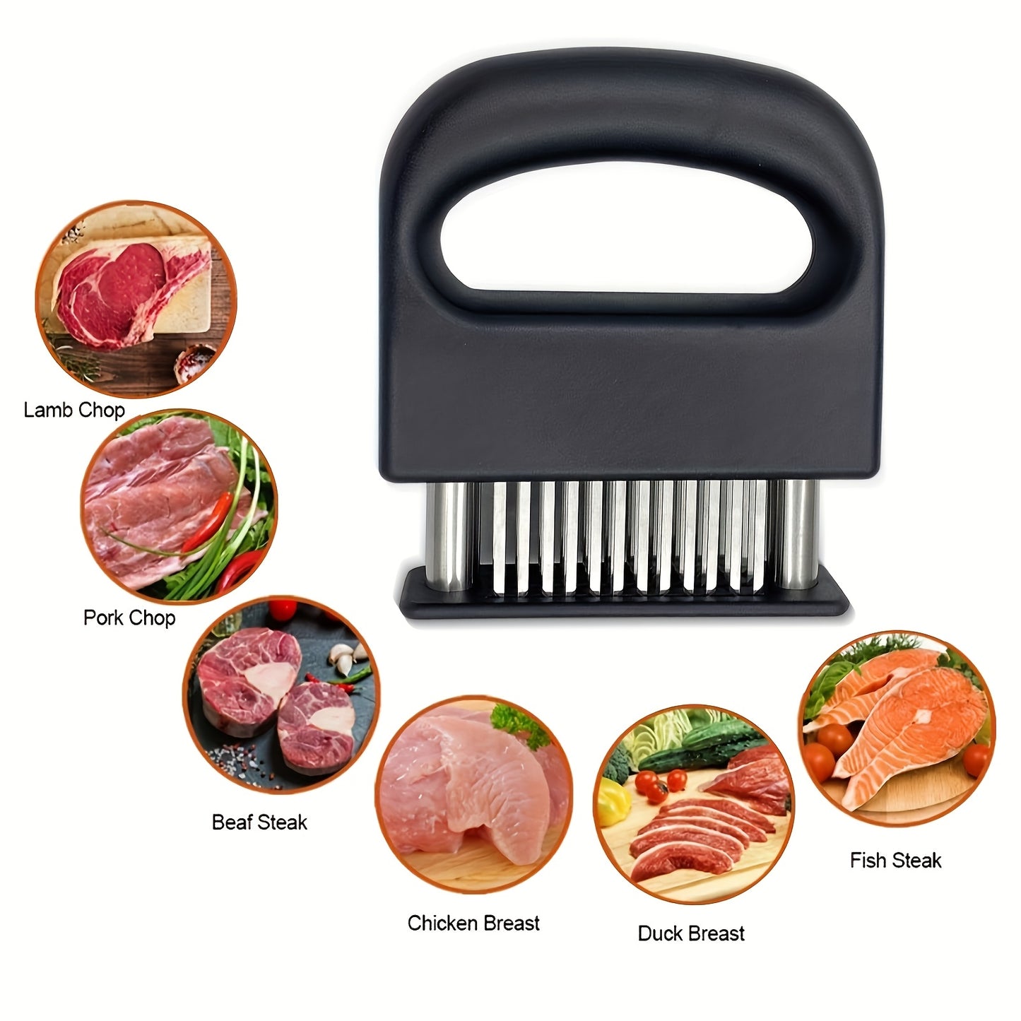 1pc Household Multifunctional Stainless Steel Meat Tenderizer, 48 Pine Needles Meat Tenderizer - a Must for Meat Marinating! Highly Efficient Meat Tenderizer, One-Click to Create Delicious Tender Meat, a New Choice of Kitchen