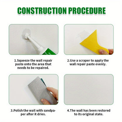 Waterproof Wall Repair Paste - Odorless, Paint-Free Putty with Scraper, Ideal for Indoor Decoration and Graffiti Repair, 100g Free Tool Included, Perfect Home Wall Restoration Product, Wall Repair Kit|Sleek White Container|Du