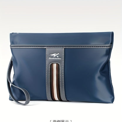 MARHSEIKE Men's Large Capacity Clutch Bag - Stylish Black Nylon Handbag with Zippered Compartment & Adjustable Strap, Trendy Business Phone Holder for Everyday Use, Secure Travel Pouch|Modern Masculine Clutch|Durable Zipper C