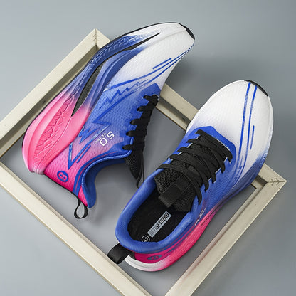 Men'S Lightweight Running Shoes - Gradient Color Athletic Sneakers (Turquoise to Yellow), Breathable Cushioned EVA/TPR Sole, Lace-Up Gym Shoes for Jogging, Training, Everyday - All-Season Performance Footwear with Non-Slip TP