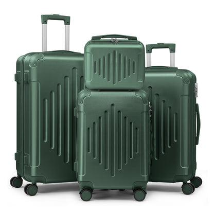 4pcs Luggage with Corner Protectors, 12/ 20/ 24/ 28-Inch, Durable Hard Shell, 360 Spinner Wheels, Multifunctional Large Capacity, Lightweight Travel Suitcase