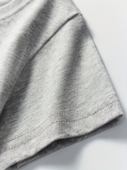 Boys' Cotton Short Sleeve T-Shirt with Cartoon Excavator Print, Breathable Summer Trend