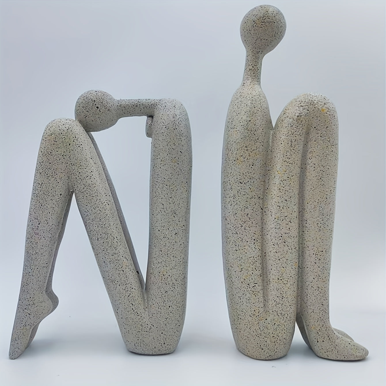 Modern Resin Seated Human Figure Bookends 2 Pieces