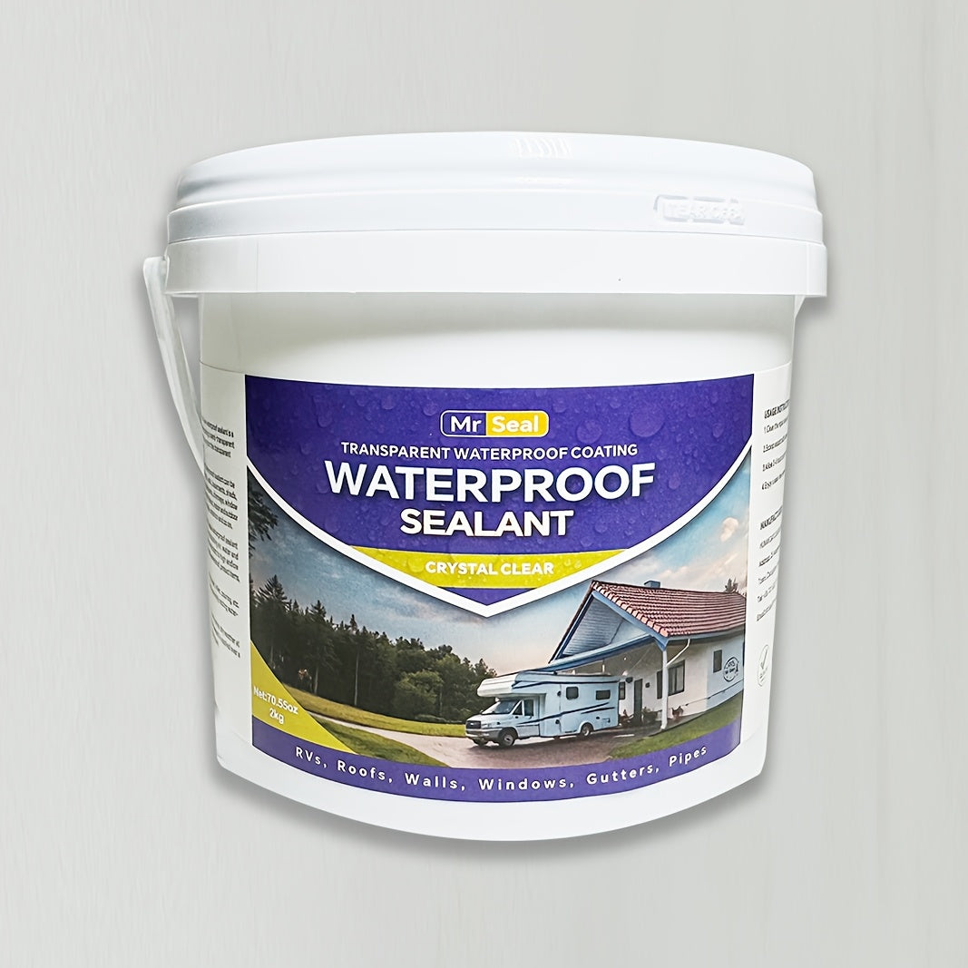 2kg RV Transparent Waterproof Sealant - Covers Up to 160 SqFt @ 1/12" Tickness, Ideal for RV Roof, Windows, Gutters &amp; More, Durable &amp; Flexible Sealant for Home Improvement, Roof Sealant, Versatile Sealant, High Quality Sealan