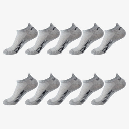 10 Pairs of Unisex No-Show Socks, Combed Cotton Breathable Mesh Casual Athletic Crew, Socks for Work, High Quality Socks for Men, Plus Size Mens Socks, Grippe Socks, Working Socks for Men, Casual Attire, Work Socks, Minimalis