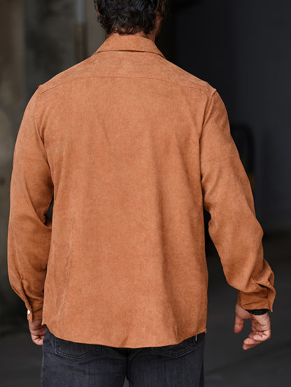 Stylish Men's Casual Lapel Shirt - Comfortable Button-Up Long Sleeve Shirt For Everyday Wear