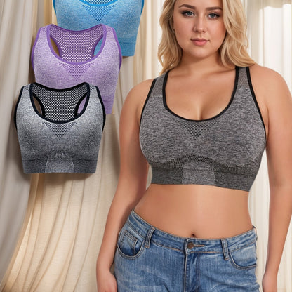 3pcs Breathable Lingerie, Large Size, No Steel Ring, No Trace, Hollow Grid, Thin Sports Yoga Bra, Zero Restriction, Large Size, No Steel Ring, No Trace, Adjustable Bra, One Piece, Thin Sports Yoga Lingerie, Bra, Large Size