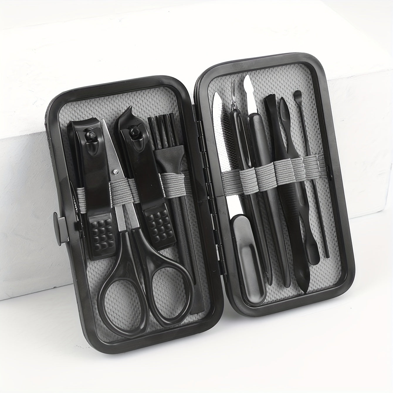 Manicure Set Nail Clipper Set Built-in Nail File Men's And Women's Personal Care Portable Travel Household 7-Piece Set Black Nail Scissors Grooming Tools Kit