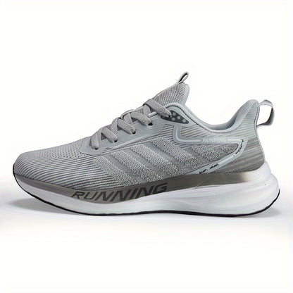 Men's Trendy Woven Knit Breathable Running Shoes, Comfy Non Slip Lace Up Soft Sole Sneakers for Men's Outdoor Activities