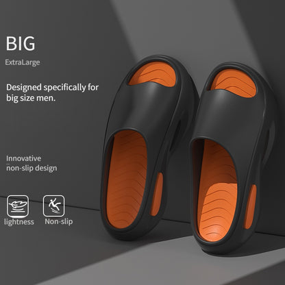 Chinelo de homem tamanho grande antiderrapante em EVA - Design bicolor preto e branco, sola acolchoada confortável para uso casual diário.