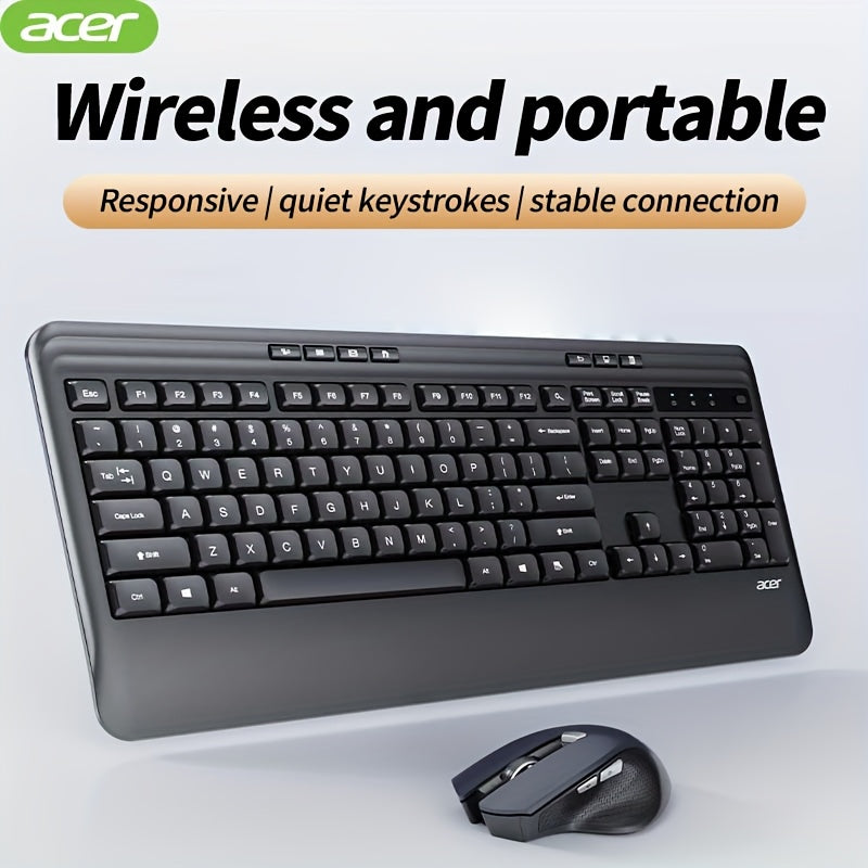 ACER Wireless Keyboard and Mouse Combo, Full-Size Quiet Ergonomic Keyboard Mouse Set, Compatible with Multiple Systems, Lightweight & Durable, Suitable for Office/Home Use
