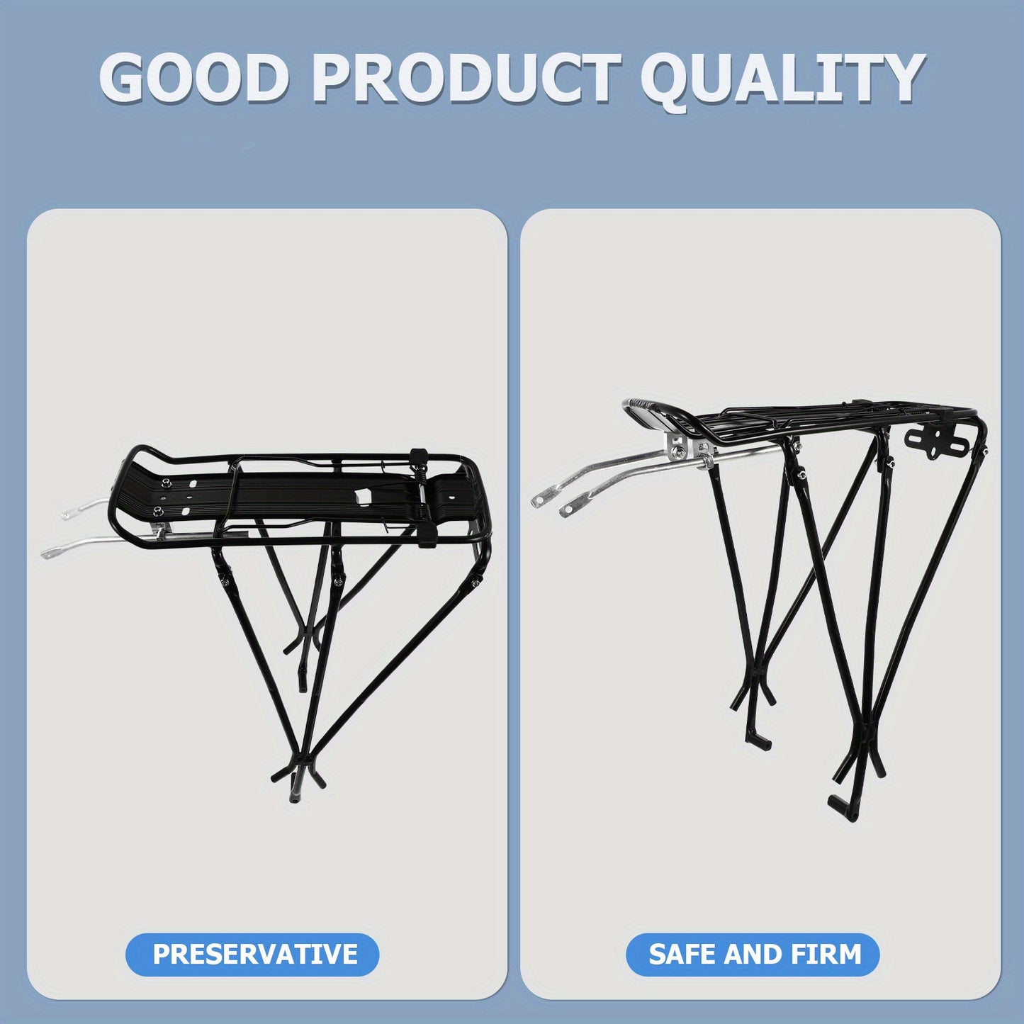 High-Quality Black Stainless Steel Electric Bike Rear Rack - Durable, Rust-Resistant, Easy to Install Carrier Basket for Dirt Bikes and Mountain Bikes, Mountain Bike Rack | Versatile Bike Rack | Stainless Steel Rack