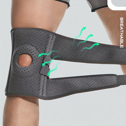 Adjustable Knee Brace Support - Breathable, Comfort Fit for Sports, Gray/Black, for Winter