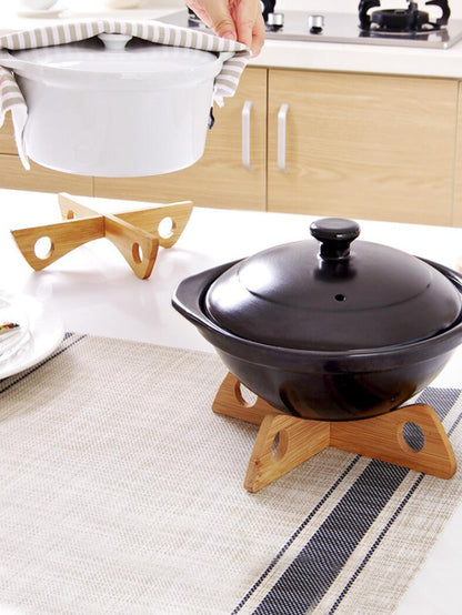 1pc Wood Trivets For Hot Dishes, Heat Resistant Wooden Pot Mat, Bowl Cup Coaster, Anti-scalding Placemat, Kitchen Table Decor