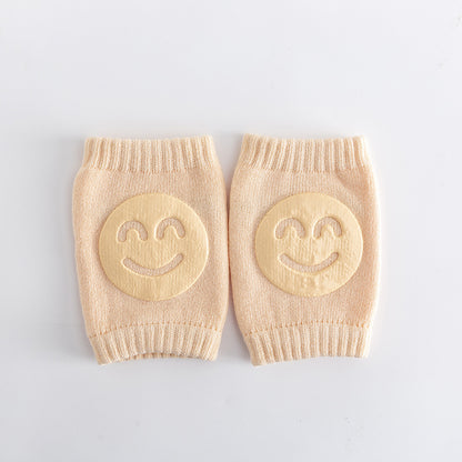 Boys Casual Knitted Knee Pads With Smile Face, Thermal Joint Protector For Autumn And Winter