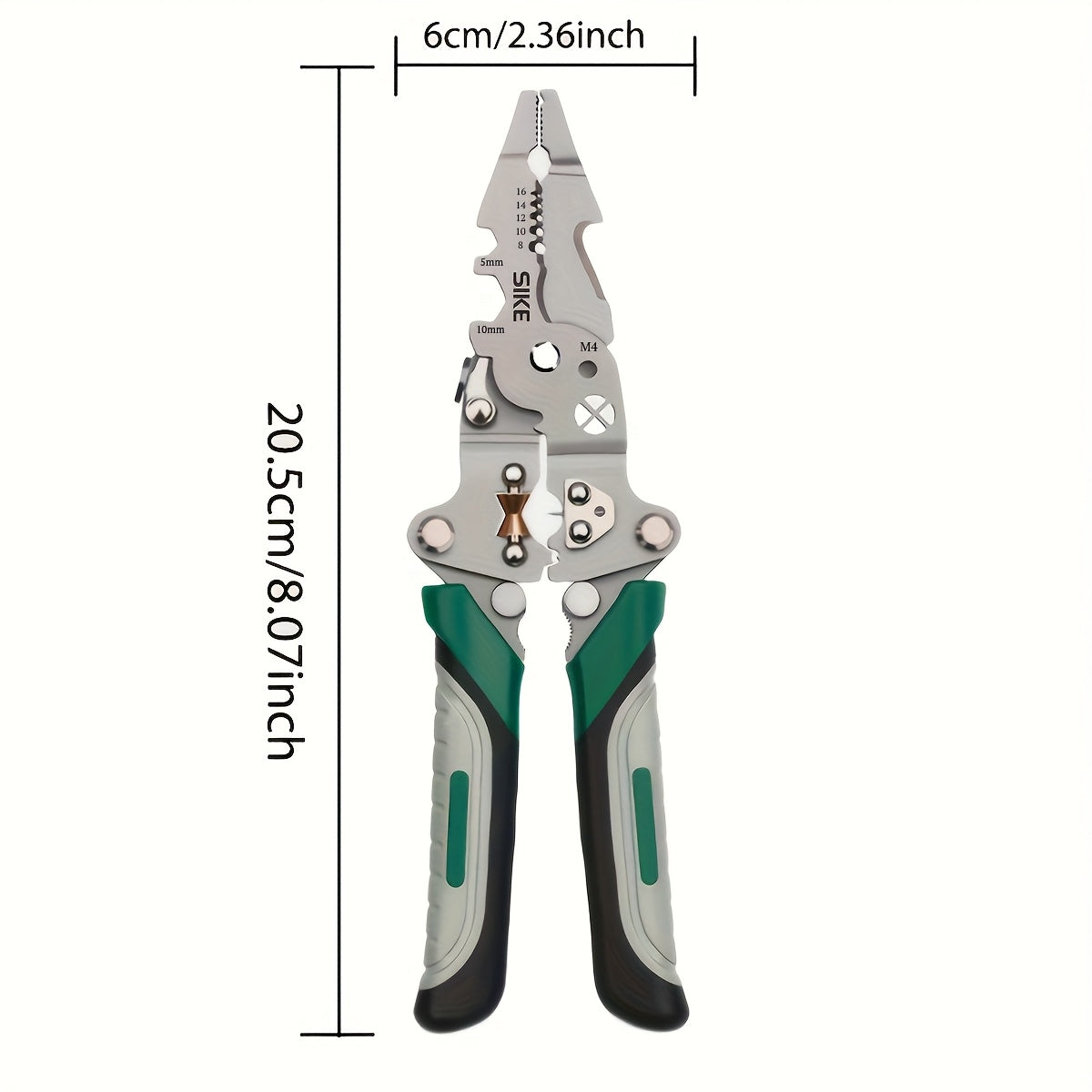 Collapsible Multi-Function Electrician's Industrial Grade Wire Stripper, Durable High Carbon Steel Precision Tool for Cutting, Crimping, and Stripping - Suitable for All Electrical Work
