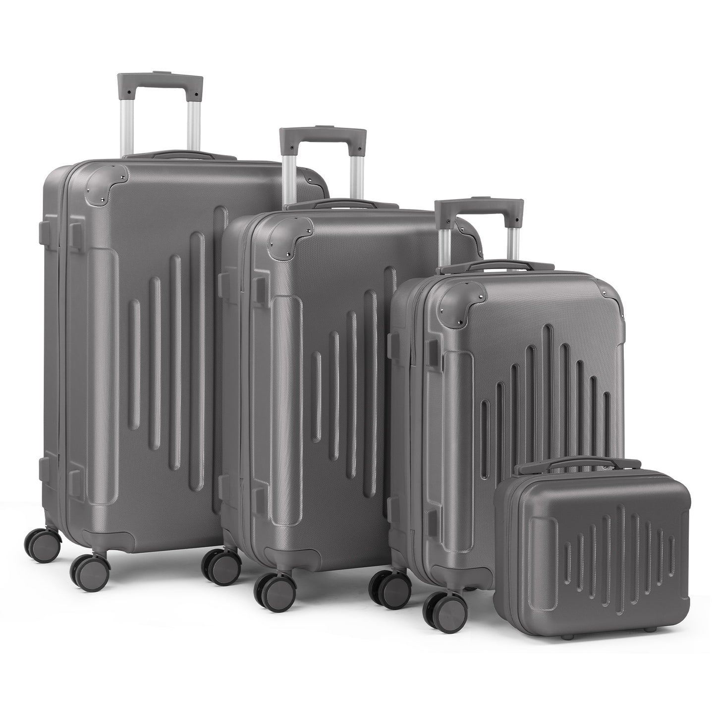 4pcs Luggage with Corner Protectors, 12/ 20/ 24/ 28-Inch, Durable Hard Shell, 360 Spinner Wheels, Multifunctional Large Capacity, Lightweight Travel Suitcase