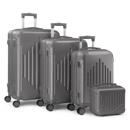 4pcs Luggage with Corner Protectors, 12/ 20/ 24/ 28-Inch, Durable Hard Shell, 360 Spinner Wheels, Multifunctional Large Capacity, Lightweight Travel Suitcase