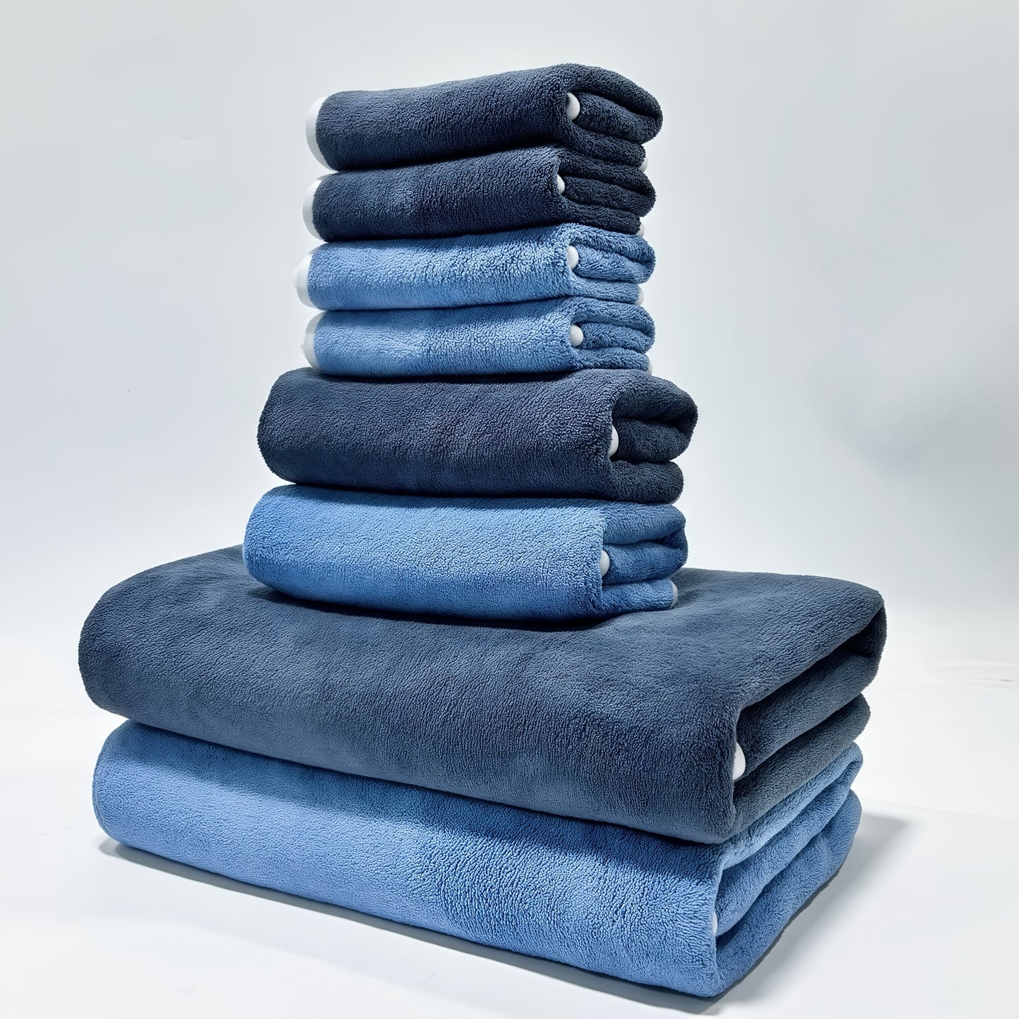 8-Pack Super Soft Coral Fleece Bath Towel Set, 2 Bath Towels 68.58 X 139.7 cm, 2 Washcloths 34.8 X 76.2 cm, 4 Square Towels 34.8 X 34.8 cm, Quick Drying, Highly Absorbent And Lightweight, Towel Bathroom Towel Set