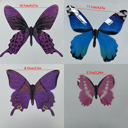 12pcs Luminous Butterfly Wall Decals, Contemporary Style 3D Glow in the Dark Stickers, Reusable High-Glossy Plastic Animal Theme Irregular Shape for Living Room Bedroom Home Decor, Butterfly Decorations