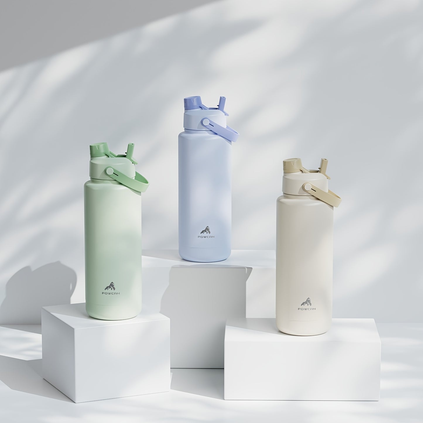 POWCAN 40oz Insulated Stainless Steel Water Bottle - Leak-Proof,, Double Wall Vacuum Insulation for 24H Cold Retention, with Straw & Spout Lid, Black Matte Finish, Perfect for Sports, Gym, Travel, and School, Sports Water Bot