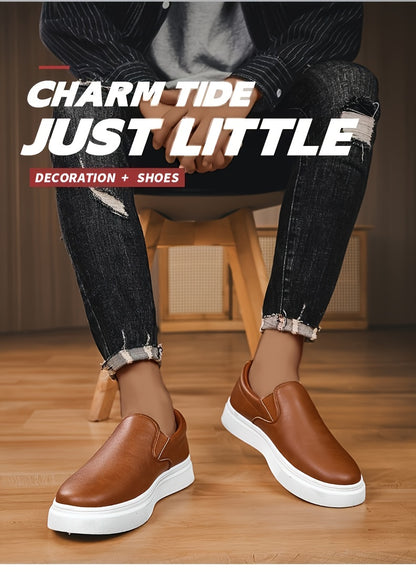 Mocassins para homem sem atacadores - Ténis antiderrapantes de cano baixo com bico redondo, estilo mocassins, com sola acolchoada em PVC, disponíveis em castanho/preto/branco/bege para uso diário e formal - Sapatos sociais minimalistas e versáteis.