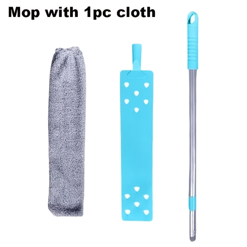 Extendable Microfiber Dust Brush Set with Long Handle Washable Reusable Multi Purpose Dry Wet Cleaning Brush for Sofa Bed Furniture Crevices