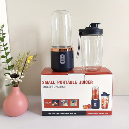 Portable Blender, Mini Smoothie and Shake Maker, USB Rechargeable Personal Mixer with 6 Blades for Fresh Juice, 430g Capacity, Stainless Steel Body, Round Shape, Ideal for Kitchen, Home, Travel - Blenders for Kitchen