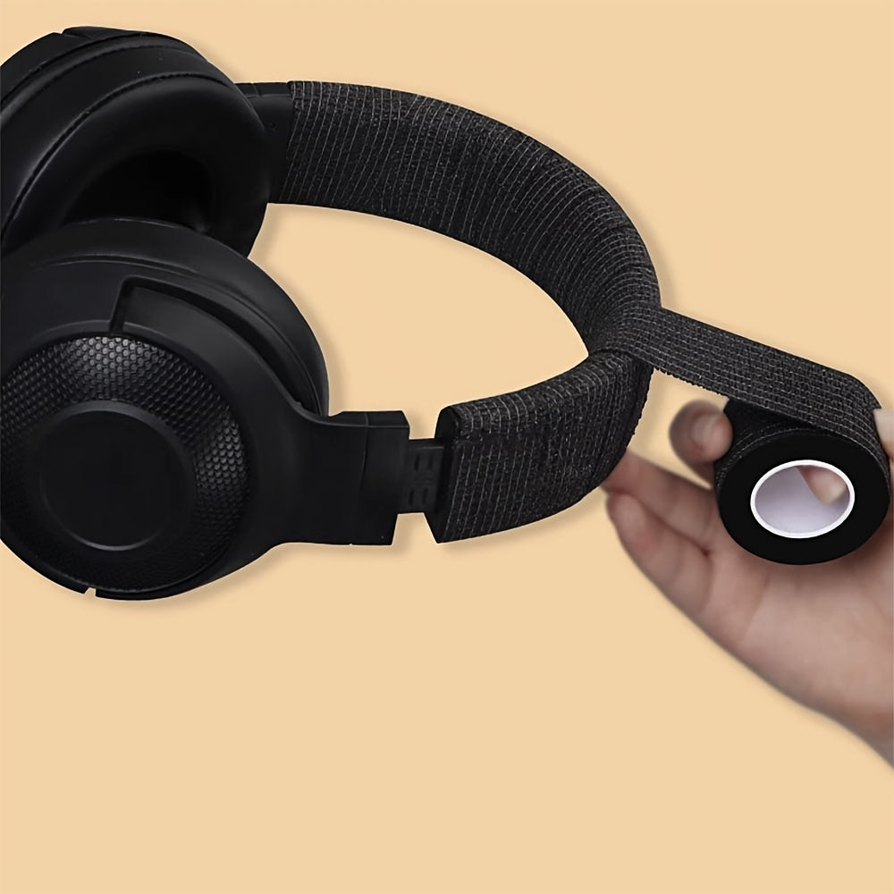 3-Pack Black Polyester Headphone Headband Protector Tape, Anti-Aging Peeling Repair Strip for Over-Ear Headsets, Durable Fiber Material, No Electronic Components