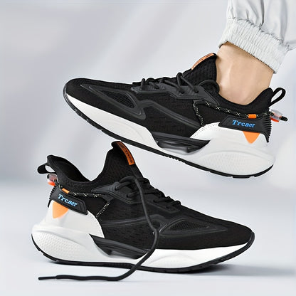 Panyan Wolfcaw Men's Sneakers - White/Black/Orange Sneakers with Air Cushion Technology, Arch Support & Non-Slip MD/TPU Sole - Low-Top Breathable Running Gym Shoes for Casual, Training, Casual Attire - All-Season Comfortable