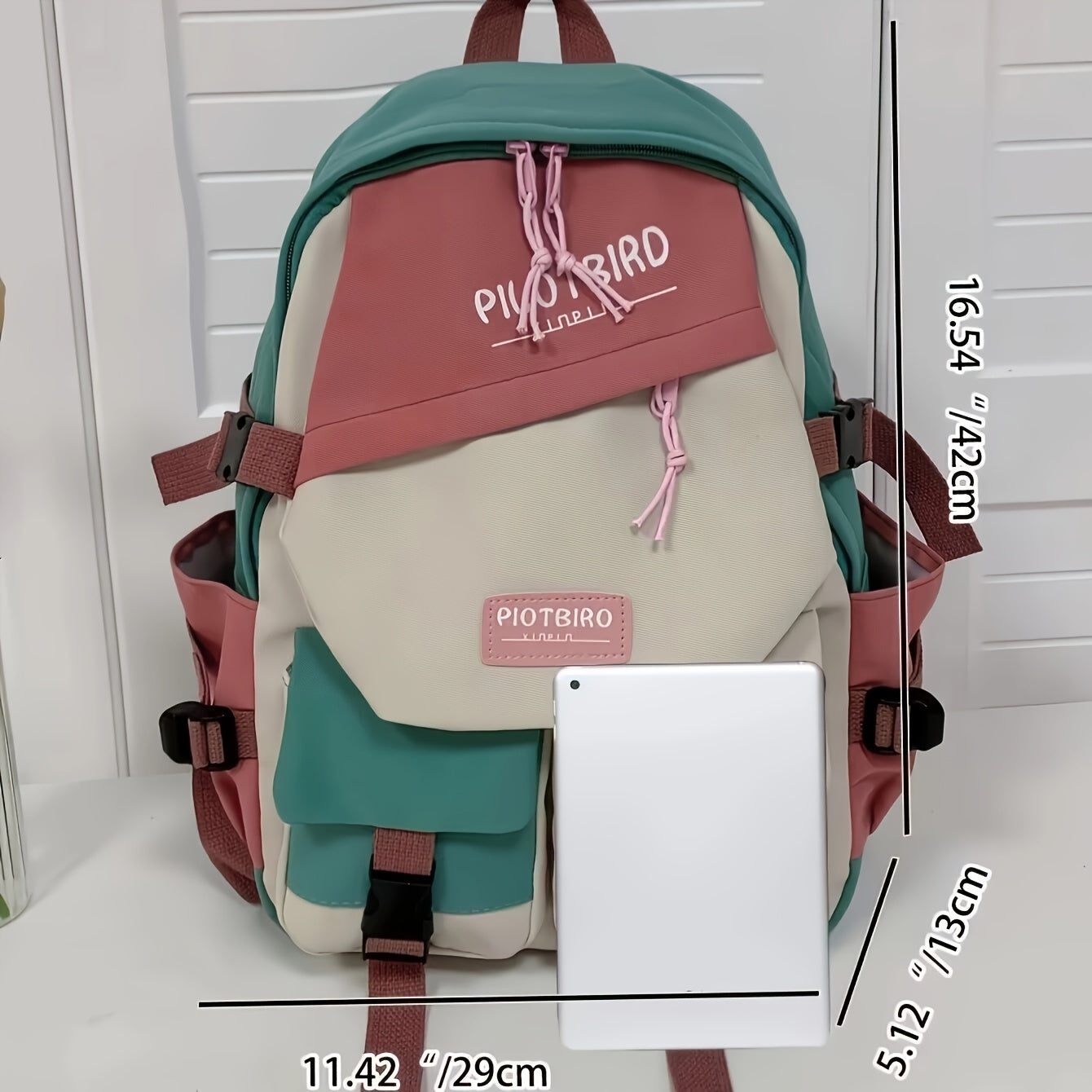 Aesthetic Color Contrast Travel Backpack, Large Capacity Flap Schoolbag, Japanese Preppy Style Bookbag For Students Back To School