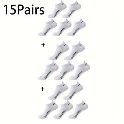10 Pairs of Unisex No-Show Socks, Combed Cotton Breathable Mesh Casual Athletic Crew, Socks for Work, High Quality Socks for Men, Plus Size Mens Socks, Grippe Socks, Working Socks for Men, Casual Attire, Work Socks, Minimalis