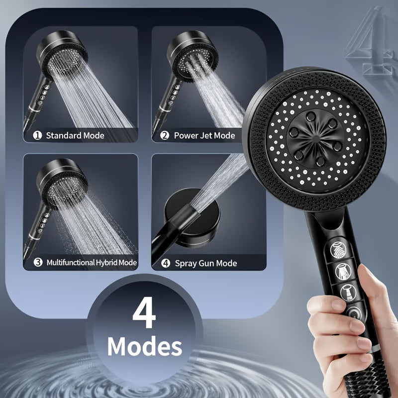 Chuveiro Prague Piano Key: Tubo denso de alta pressão de 1,5 m, mangueira de chuveiro de parede sem furos e conjunto de pulverizador de mão para uso doméstico.