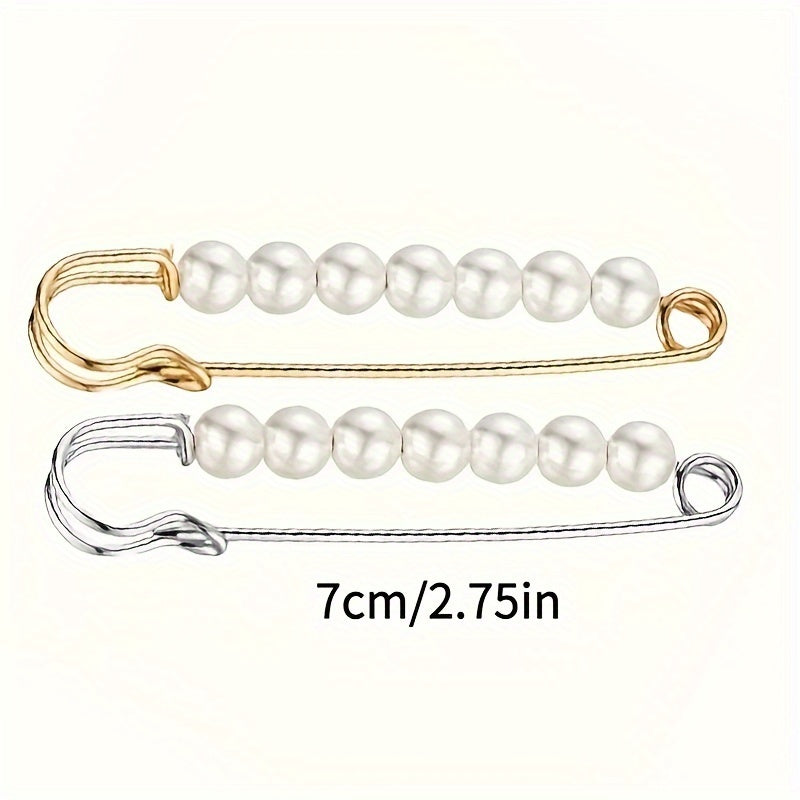4pcs Faux Pearl Waist Pin Scarf Safety Hijab Clip Shawl Buckle Pin Brooch Sweater Pins Brooches for Women
