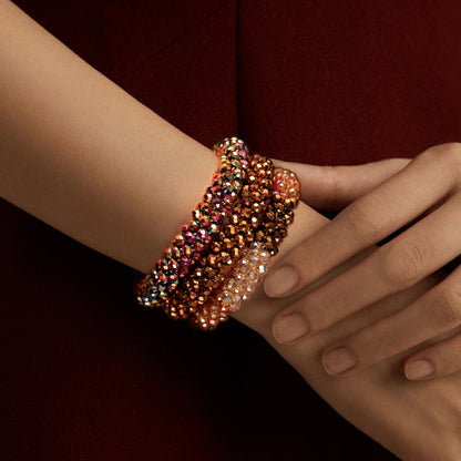 Esbbela 3pcs Bracelet Set Holiday Gift Beaded Artificial Crystal Stackable Strap Set with Elasticity Suitable for Women Men 16.51-20.32cm Daily Vacation