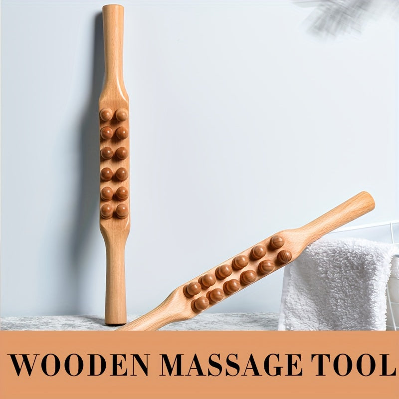12 Beads Massage Stick, Can Relax The Whole Body, Massage The Shoulders, Neck, Back, Legs, Hands, Abdomen, Waist, Relax Muscles Tool After Exercise, Body Massager, Exercise Wooden Tools, Scraping Tool, Body Shaping Tools.
